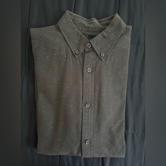 Black Speckled Gap Men’s Button-Up Shirt – Size Large - Picture 6 of 6